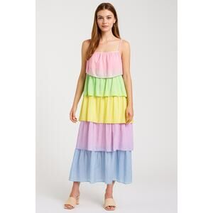 Olivia Rubin Cici Tiered Silk Maxi Dress